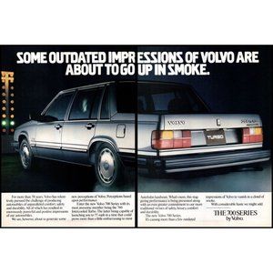 1986 Volvo 760 Turbo Sports Sedan 2 Page Vintage Print Ad Drag Strip Wall Art
